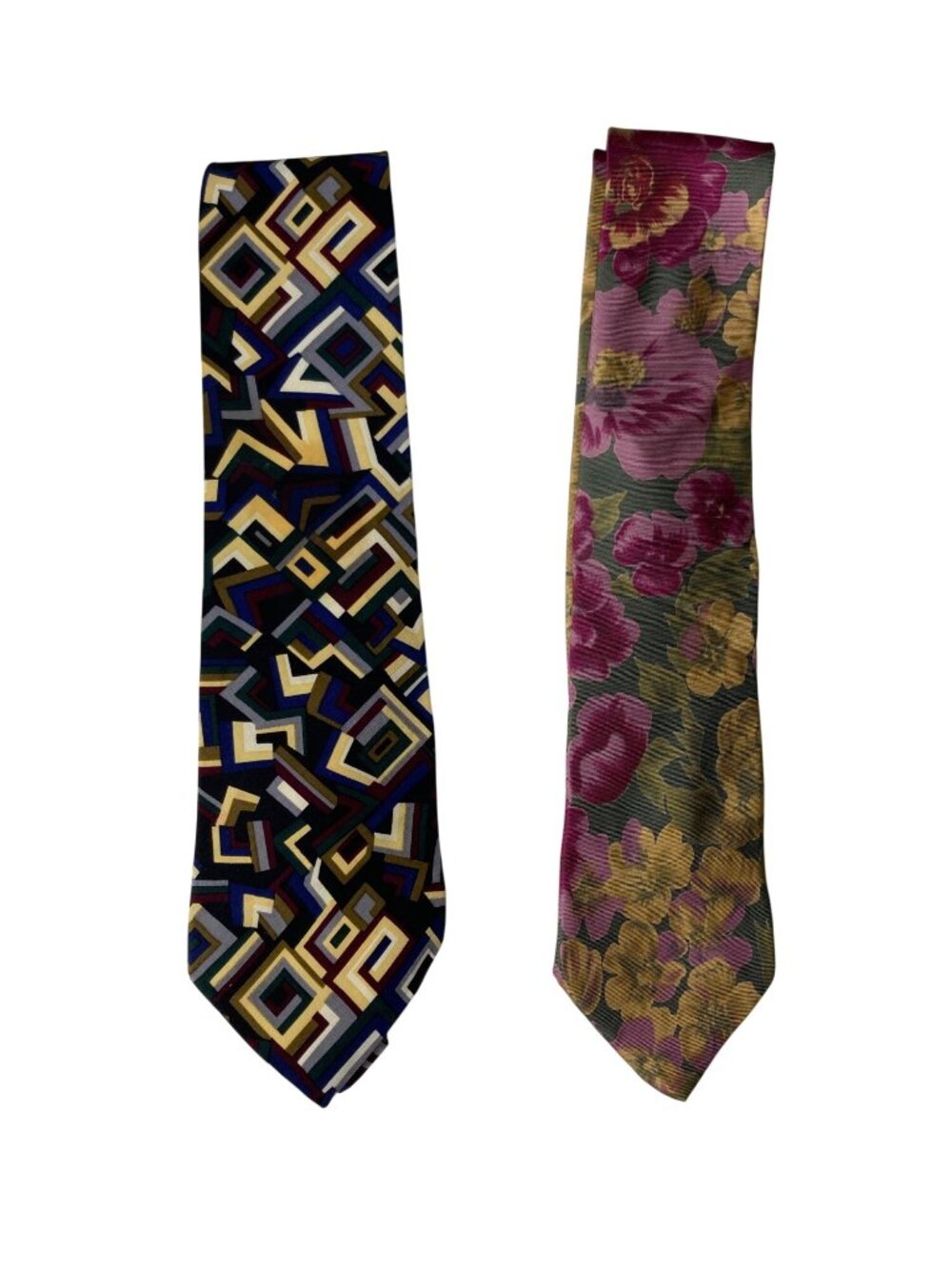 417 By Van Heusen Mens Silk Ties Set Geometric Floral Patterns Colorful Neckwear
